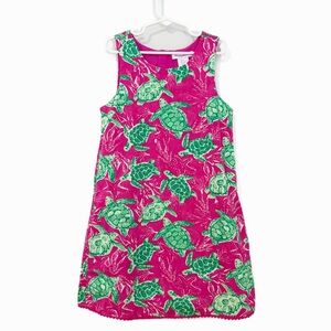 Tommy Bahama Pink and Green Turtle Shift Dress Kids Size 10